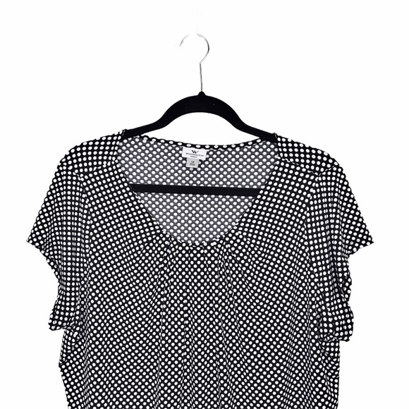 Worthington Black Polka Dot Short Sleeve Blouse - Picture 3 of 7